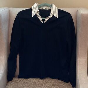 VINTAGE CASUAL CORNER BLACK SWEATER TOP-SIZE XL
